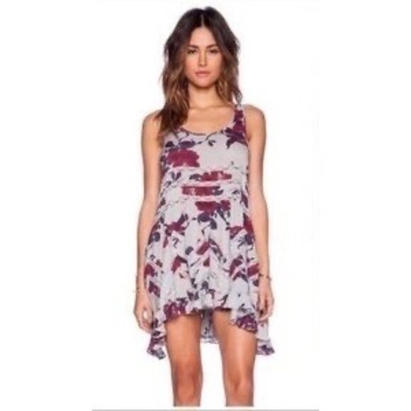 Free People Gray Floral Voile & Lace Slip Dress | Boho Grunge Fairy Cottagecore - Picture 16 of 16